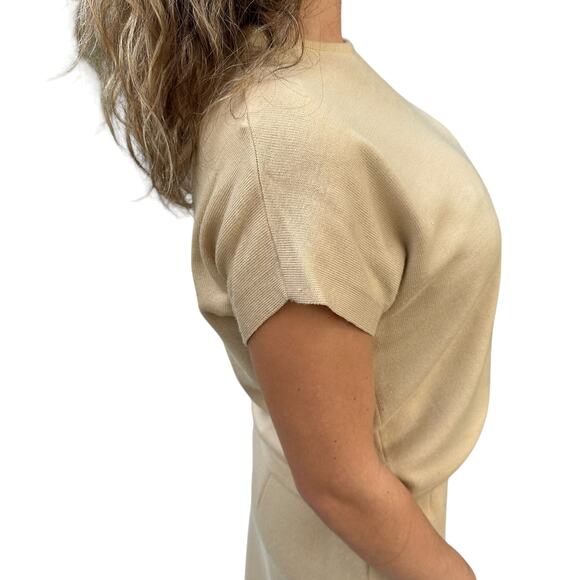 Vintage Short Sleeve Knit Sweater and Skirt Set Tan Knits By Tally Small/Medium - Picture 8 of 10